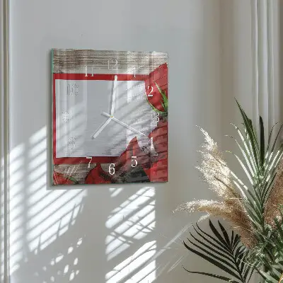 Moderne wandklok glas vierkant Rozen
