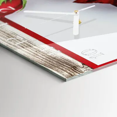 Moderne wandklok glas vierkant Rozen