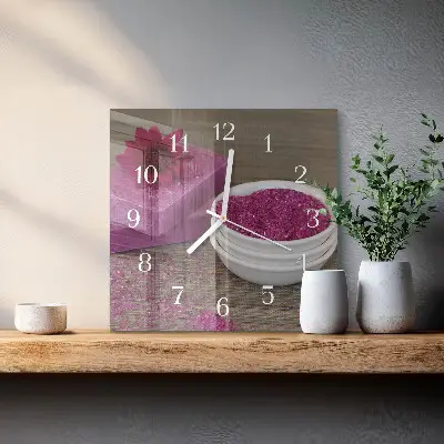 Vierkante glas klok Bloem