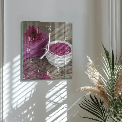 Vierkante glas klok Bloem