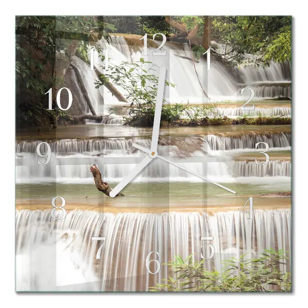 Vierkante glazen wandklok Cascade