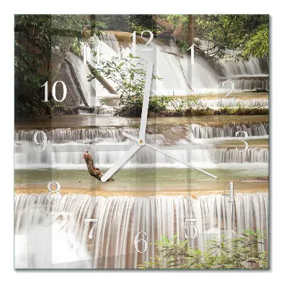 Vierkante glazen wandklok Cascade