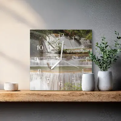 Vierkante glazen wandklok Cascade