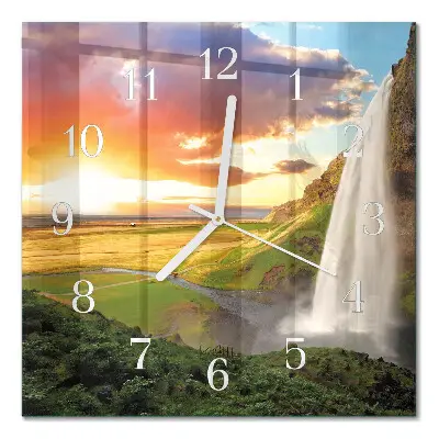 Moderne wandklok glas vierkant Waterval