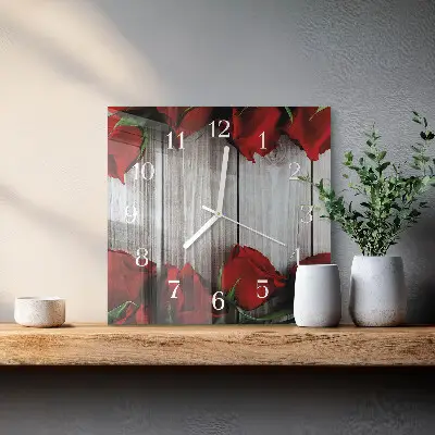 Vierkante glazen wandklok Rozentabletten