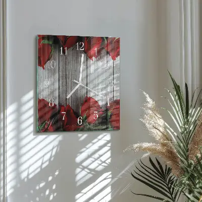 Vierkante glazen wandklok Rozentabletten