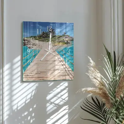 Vierkante glas klok Brug op het eiland