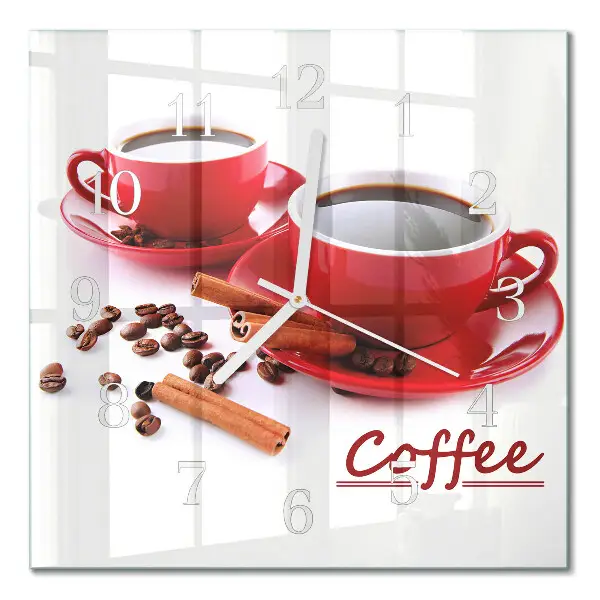 Vierkante glas klok Een kopje koffie