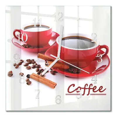Vierkante glas klok Een kopje koffie