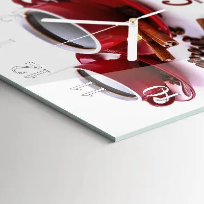 Vierkante glas klok Een kopje koffie