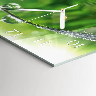 Vierkante glazen wandklok Dauwdruppels
