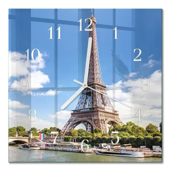 Decoratieve glazen klok vierkant Eiffeltoren