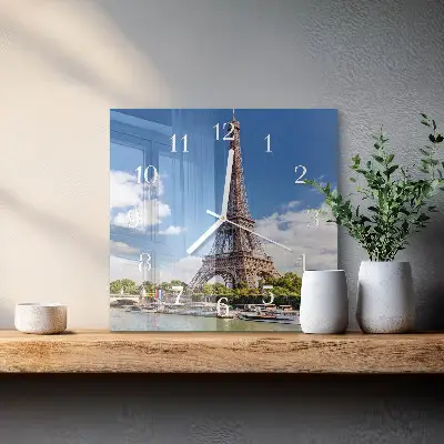 Decoratieve glazen klok vierkant Eiffeltoren
