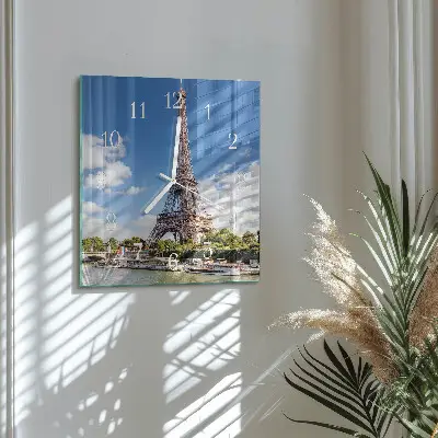 Decoratieve glazen klok vierkant Eiffeltoren