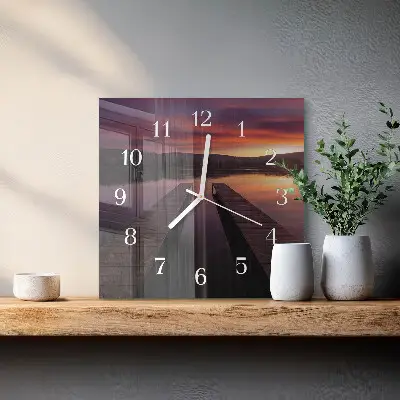 Vierkante glazen klok Zonsondergang