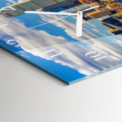 Vierkante glazen wandklok Zeilboten