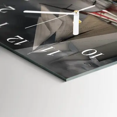 Moderne wandklok glas vierkant Zeilboot