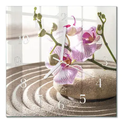 Vierkante glas klok Zandorchidee