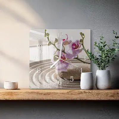 Vierkante glas klok Zandorchidee