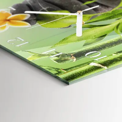 Moderne wandklok glas vierkant Bamboe stenen