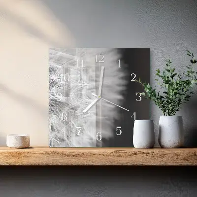 Vierkante glas klok Paardebloem