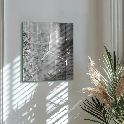 Vierkante glas klok Paardebloem