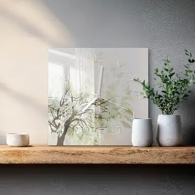 Vierkante glas klok Boom