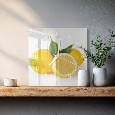 Moderne wandklok glas vierkant Citroenen