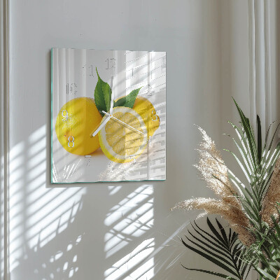 Moderne wandklok glas vierkant Citroenen