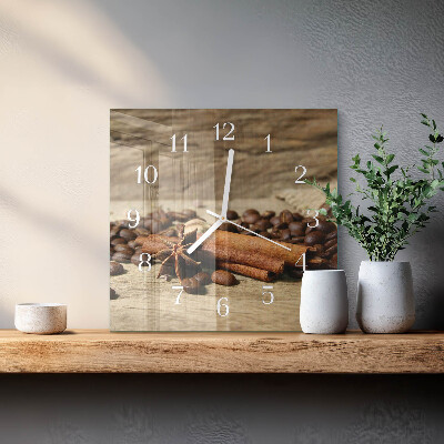 Moderne wandklok glas vierkant Anijs kaneel