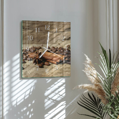 Moderne wandklok glas vierkant Anijs kaneel