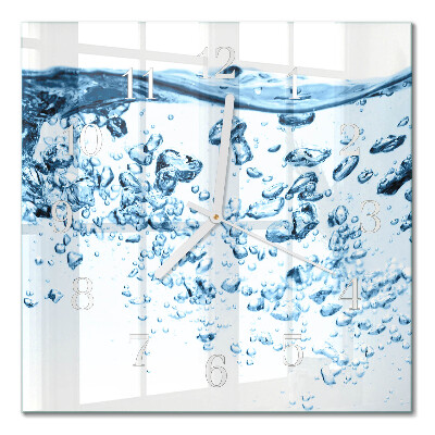 Vierkante glazen wandklok Water
