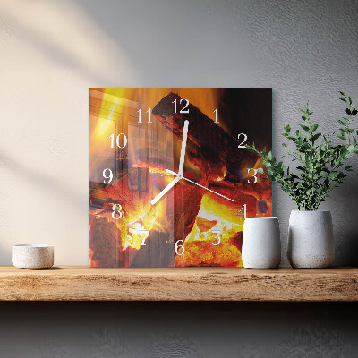 Decoratieve glazen klok vierkant Vuur