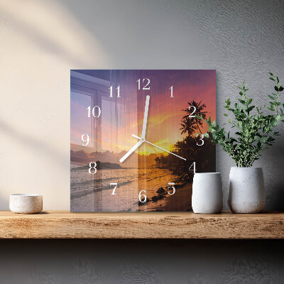 Vierkante glazen klok Zonsondergang