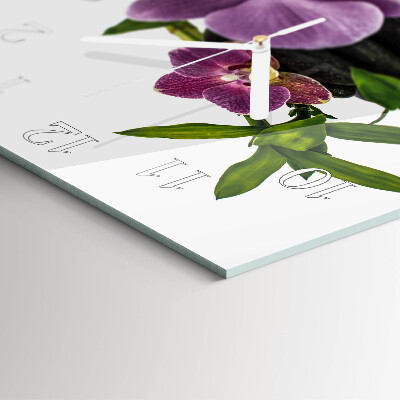 Moderne wandklok glas vierkant Orchidee