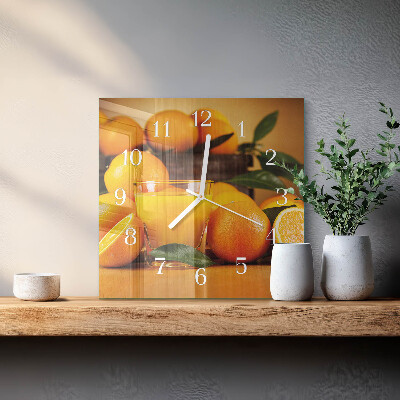 Vierkante glas klok Sinaasappels