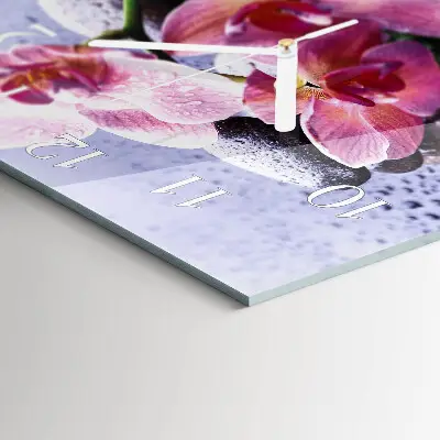 Vierkante glazen klok Orchidee