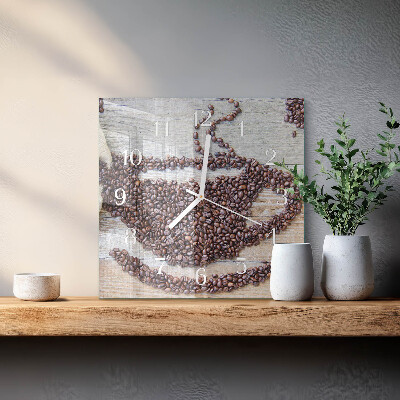 Decoratieve glazen klok vierkant Koffiebonen