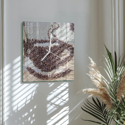Decoratieve glazen klok vierkant Koffiebonen