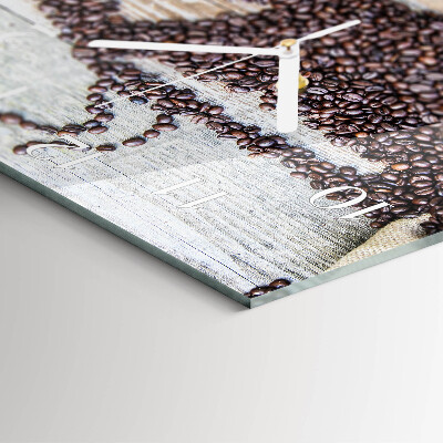 Decoratieve glazen klok vierkant Koffiebonen