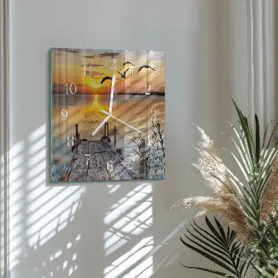 Vierkante glazen klok Brug over het meer