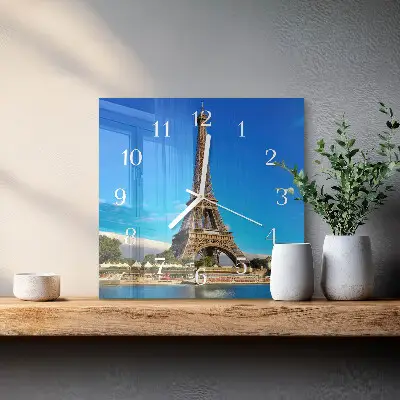 Decoratieve glazen klok vierkant Eiffeltoren parijs