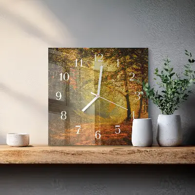 Vierkante glas klok De herfst in het bos