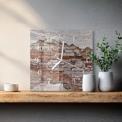Moderne wandklok glas vierkant Baksteen