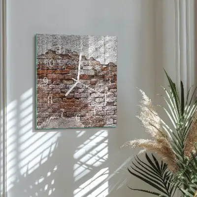 Moderne wandklok glas vierkant Baksteen