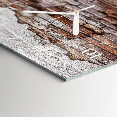 Moderne wandklok glas vierkant Baksteen