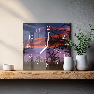 Vierkante glas klok Bomen