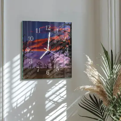 Vierkante glas klok Bomen