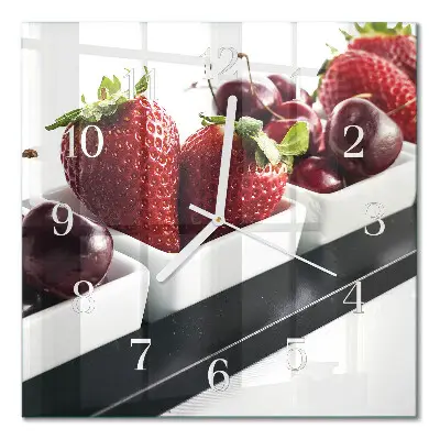 Vierkante glazen klok Aardbeien
