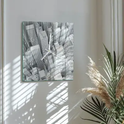 Moderne wandklok glas vierkant Gebouwen